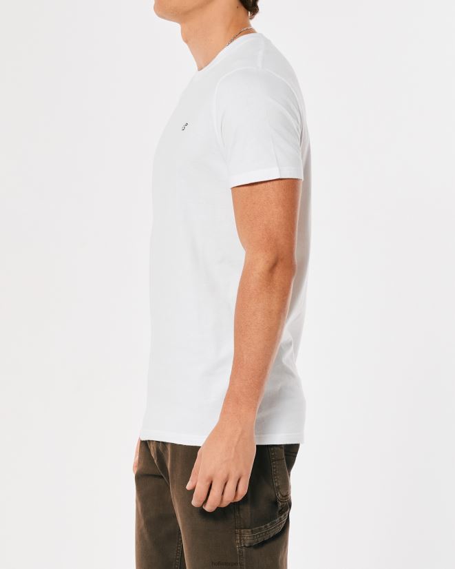 educación física Hollister playera con cuello redondo y logo icónico blanco 086N62797 hombres tapas