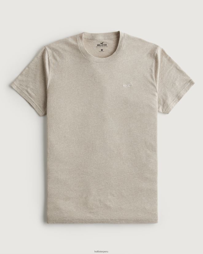 educación física Hollister playera con cuello redondo y logo icónico bronceado jaspeado 086N62805 hombres tapas