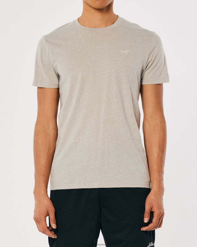educación física Hollister playera con cuello redondo y logo icónico bronceado jaspeado 086N62805 hombres tapas