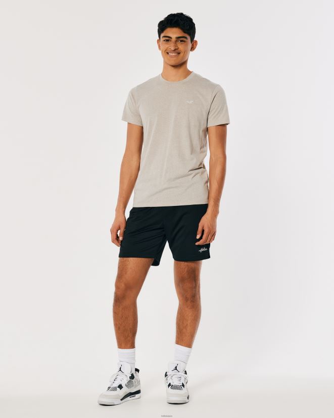 educación física Hollister playera con cuello redondo y logo icónico bronceado jaspeado 086N62805 hombres tapas