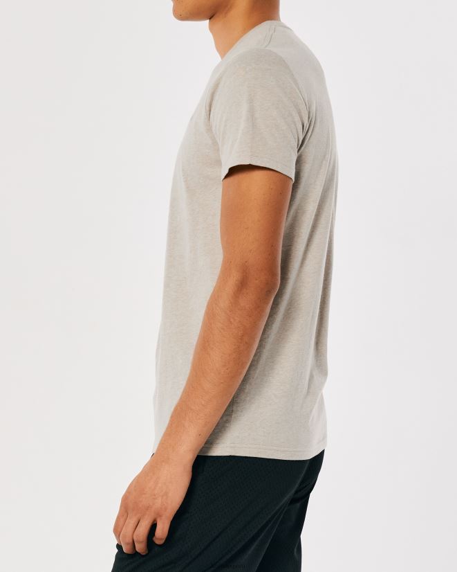 educación física Hollister playera con cuello redondo y logo icónico bronceado jaspeado 086N62805 hombres tapas