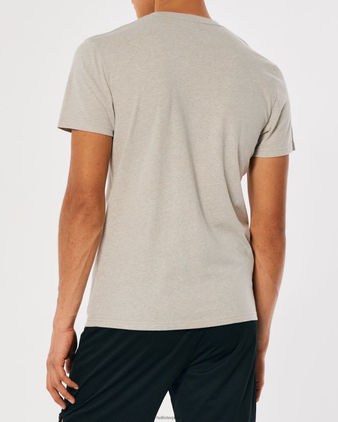 educación física Hollister playera con cuello redondo y logo icónico bronceado jaspeado 086N62805 hombres tapas