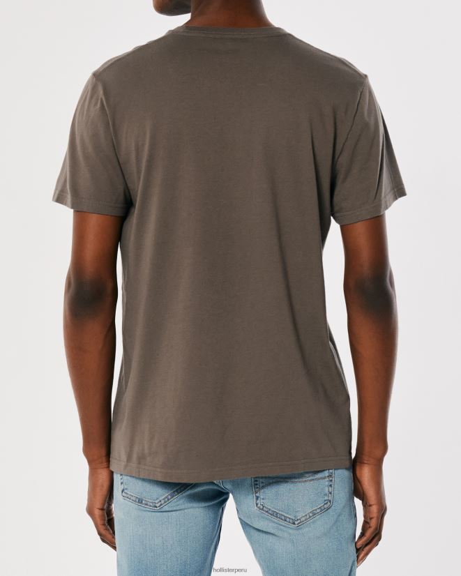 educación física Hollister playera con cuello redondo y logo icónico marrón 086N62810 hombres tapas