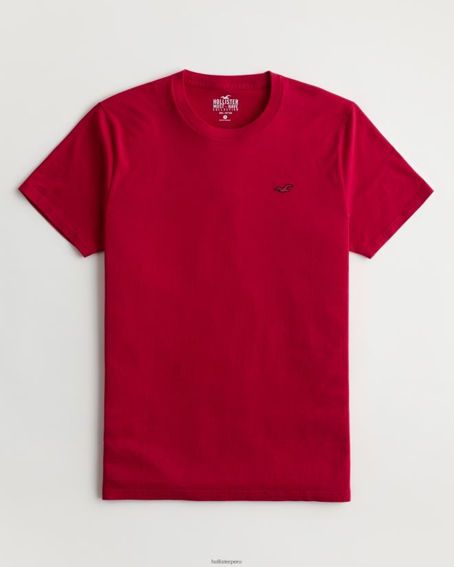 educación física Hollister playera con cuello redondo y logo icónico rojo 086N62803 hombres tapas