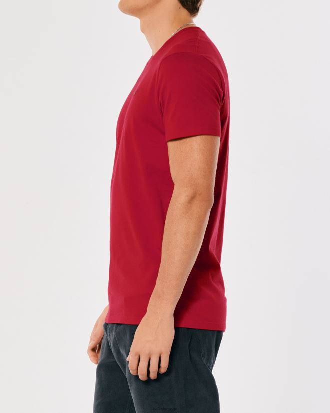 educación física Hollister playera con cuello redondo y logo icónico rojo 086N62803 hombres tapas