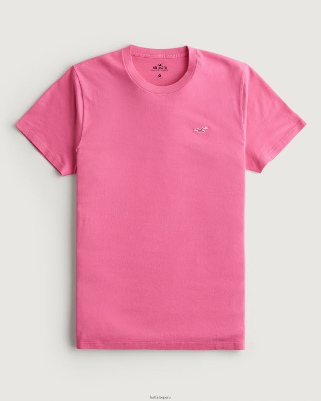 educación física Hollister playera con cuello redondo y logo icónico rosa 086N62970 hombres tapas