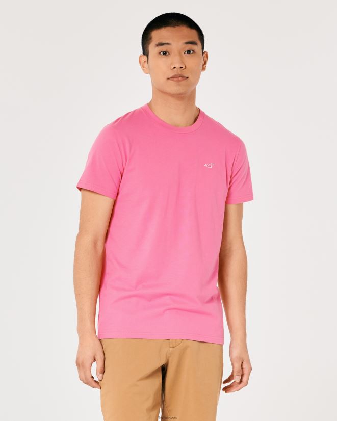 educación física Hollister playera con cuello redondo y logo icónico rosa 086N62970 hombres tapas