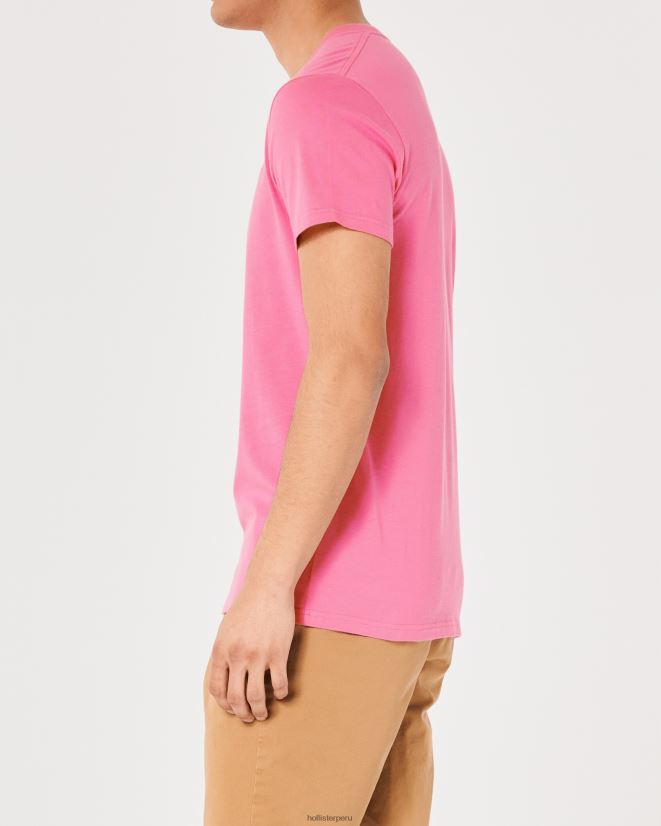 educación física Hollister playera con cuello redondo y logo icónico rosa 086N62970 hombres tapas