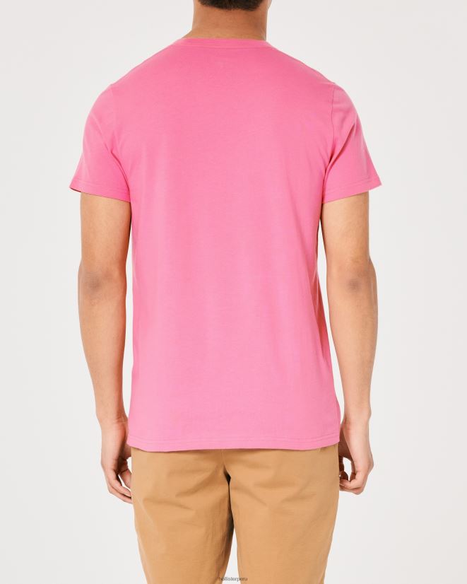 educación física Hollister playera con cuello redondo y logo icónico rosa 086N62970 hombres tapas
