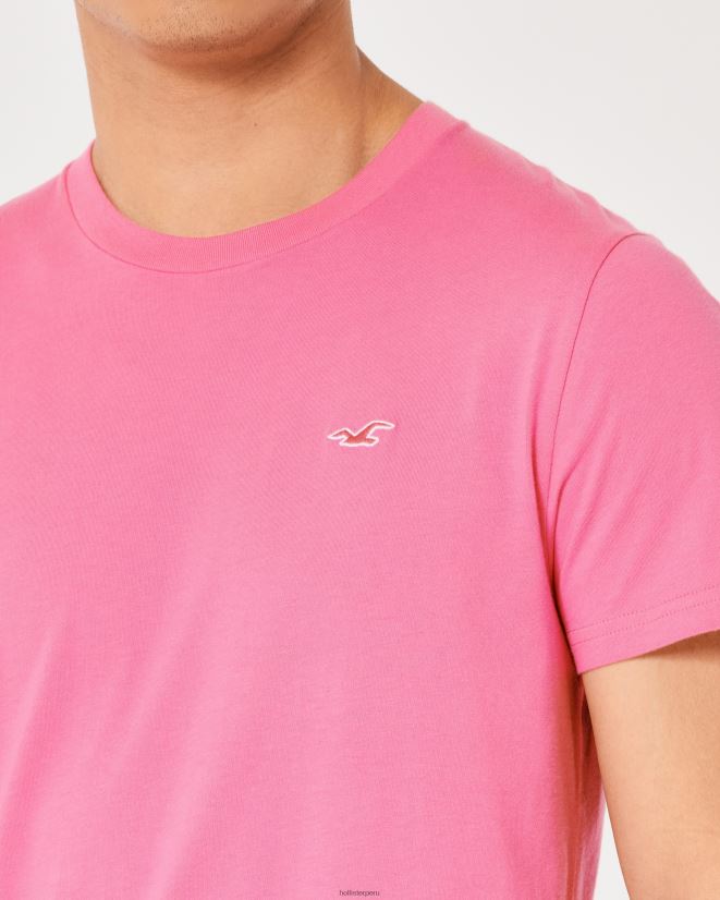educación física Hollister playera con cuello redondo y logo icónico rosa 086N62970 hombres tapas