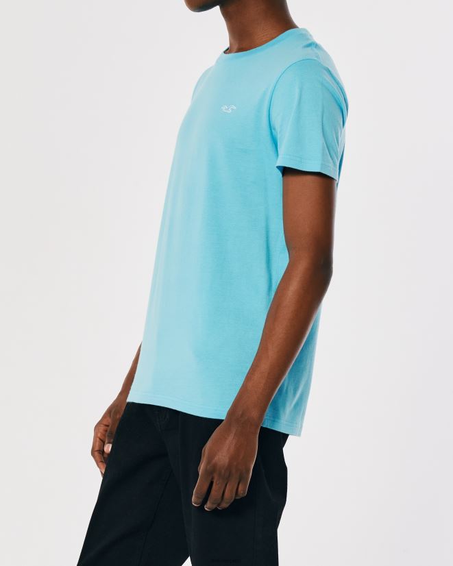 educación física Hollister playera con cuello redondo y logo icónico turquesa 086N62825 hombres tapas