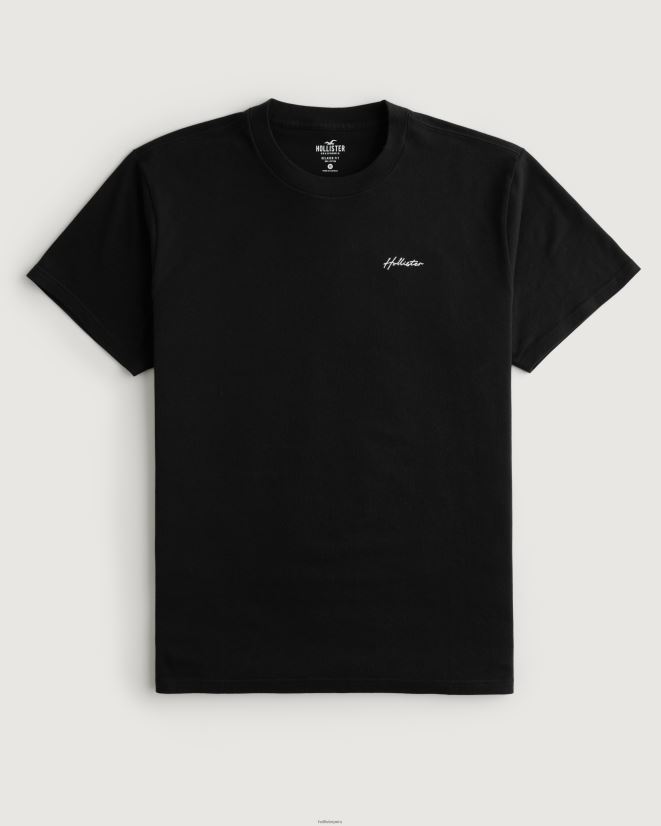 educación física Hollister playera con cuello redondo y logo negro 086N62882 hombres tapas