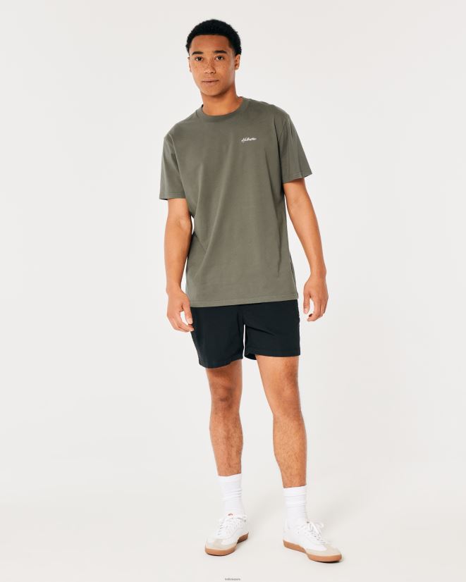 educación física Hollister playera con cuello redondo y logo negro 086N62882 hombres tapas