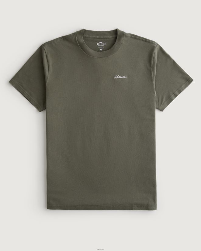 educación física Hollister playera con cuello redondo y logo negro 086N62882 hombres tapas