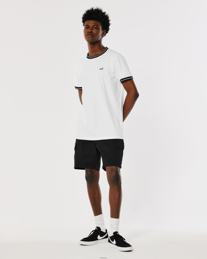 educación física Hollister playera con ribete de piqué y logo icónico blanco 086N62886 hombres tapas