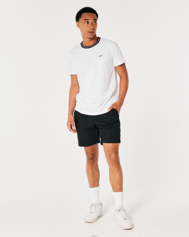 educación física Hollister playera con ribetes en el cuello blanco 086N62866 hombres tapas