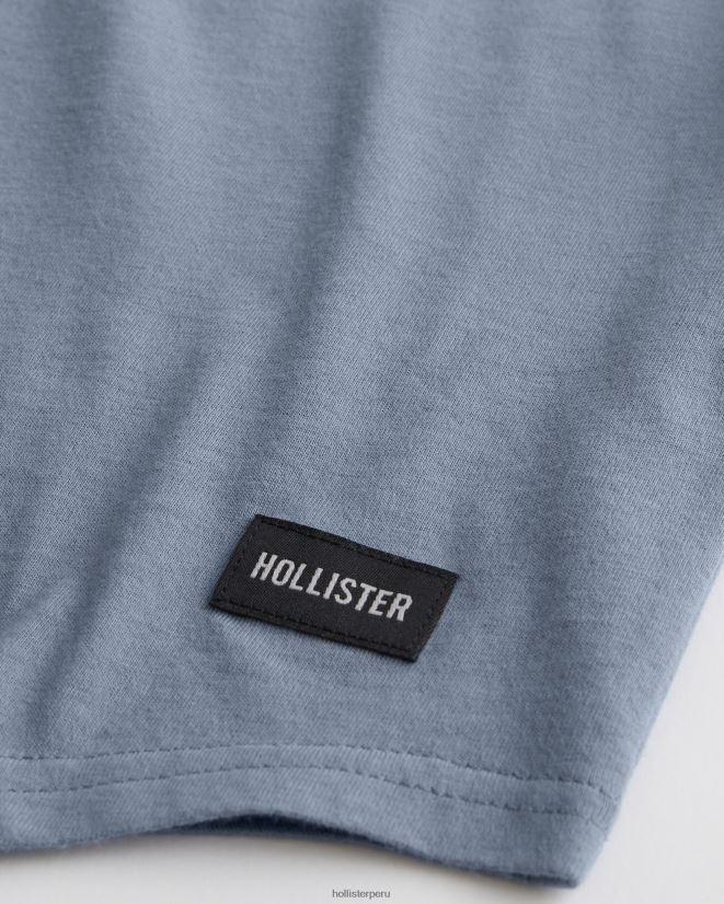 educación física Hollister playera larga con dobladillo redondeado azul claro 086N62924 hombres tapas