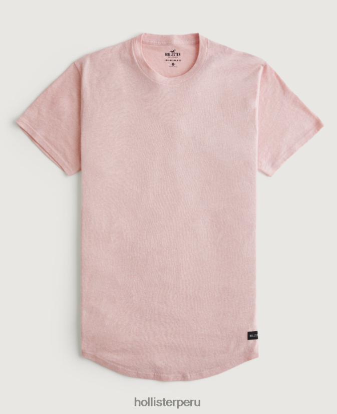 educación física Hollister playera larga con dobladillo redondeado coral brezo 086N62929 hombres tapas