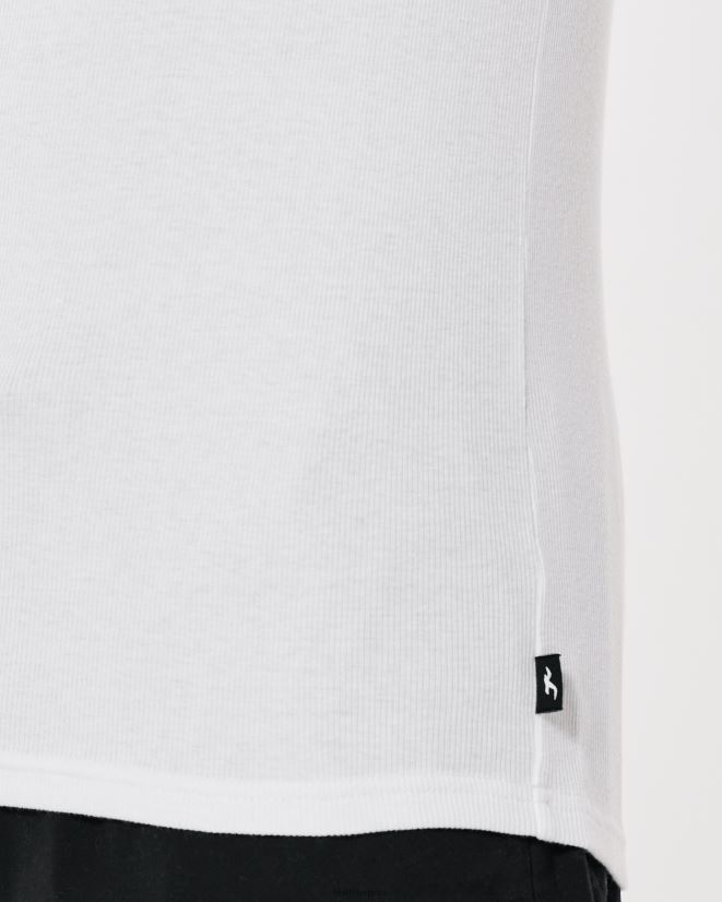 educación física Hollister tanque acanalado blanco 086N62898 hombres tapas