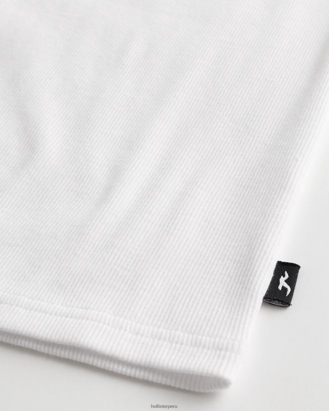 educación física Hollister tanque acanalado blanco 086N62898 hombres tapas