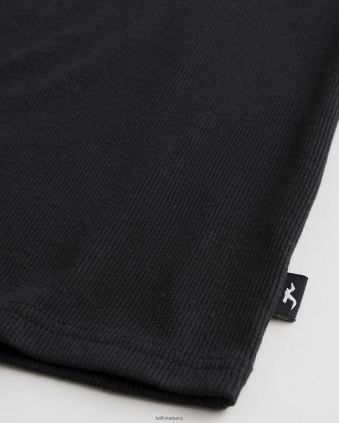educación física Hollister tanque acanalado negro 086N62922 hombres tapas