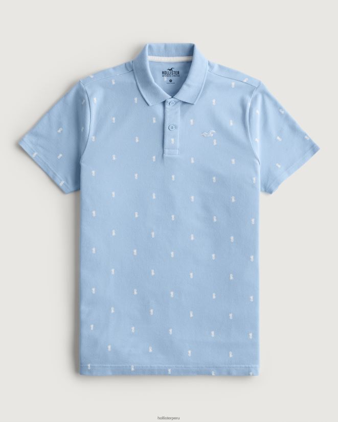 educación física Hollister logo icono patrón polo patrón azul claro 086N62983 hombres tapas
