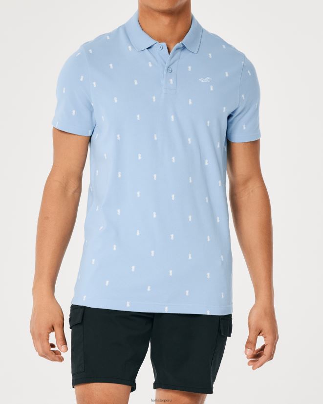 educación física Hollister logo icono patrón polo patrón azul claro 086N62983 hombres tapas