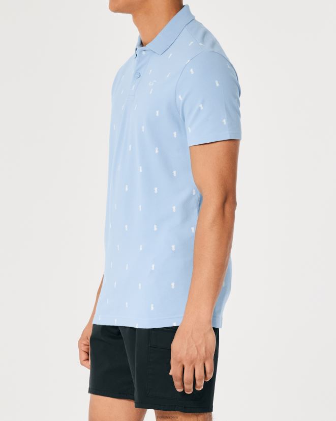 educación física Hollister logo icono patrón polo patrón azul claro 086N62983 hombres tapas