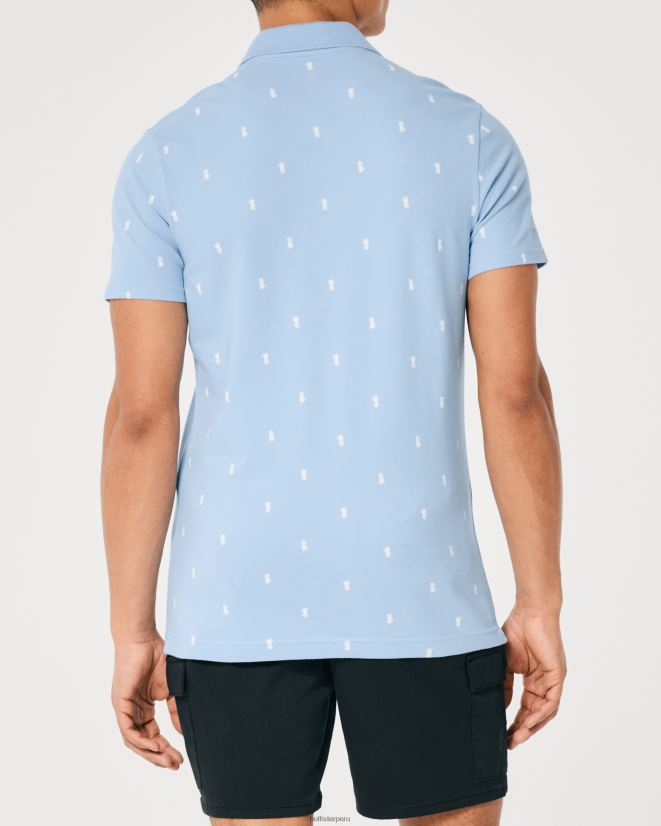 educación física Hollister logo icono patrón polo patrón azul claro 086N62983 hombres tapas