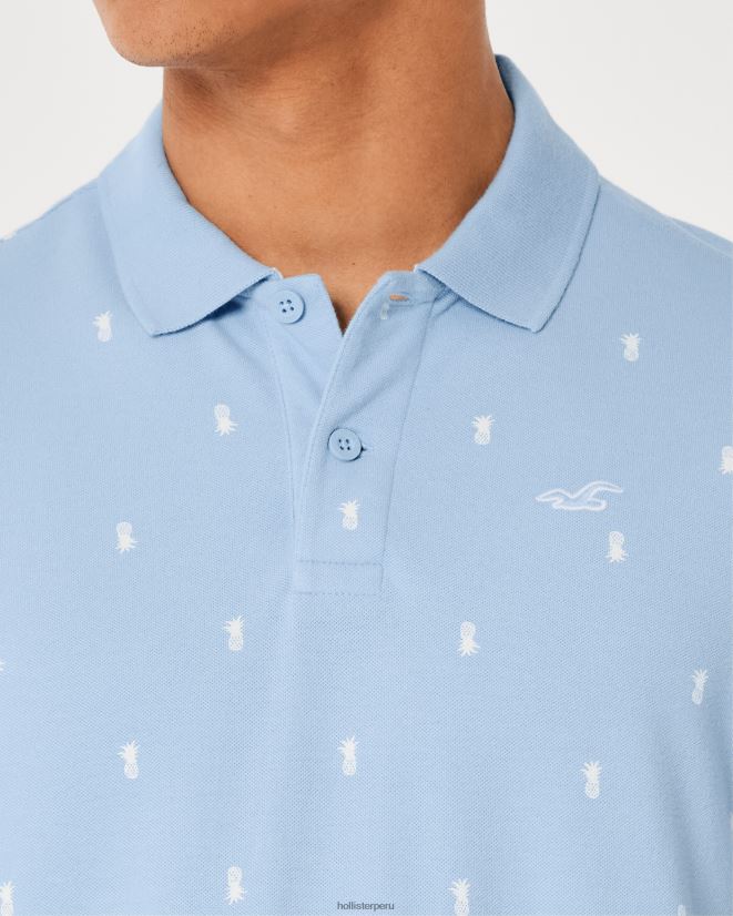 educación física Hollister logo icono patrón polo patrón azul claro 086N62983 hombres tapas