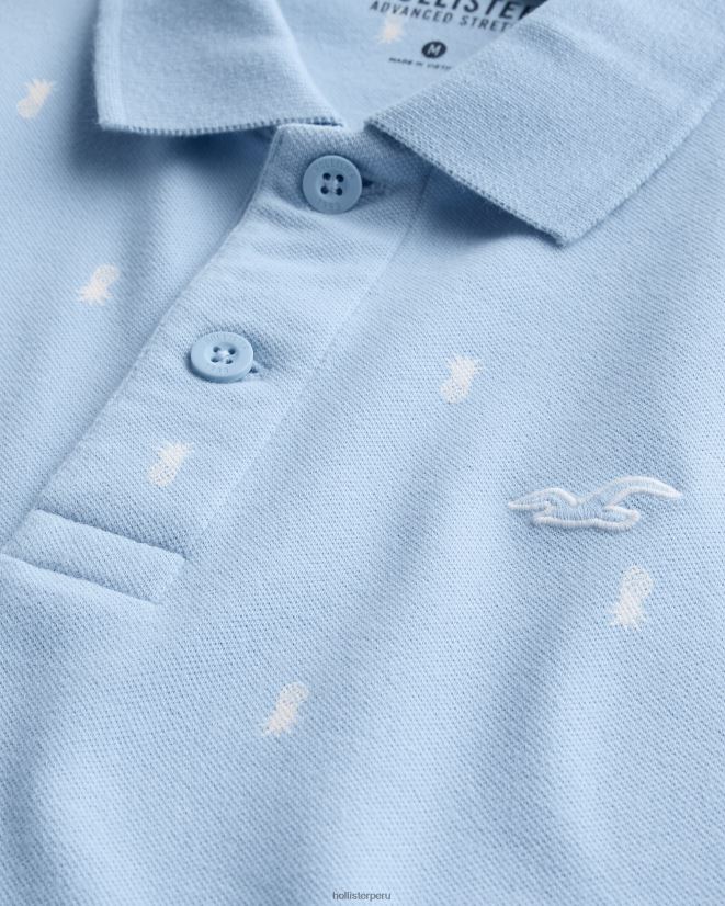 educación física Hollister logo icono patrón polo patrón azul claro 086N62983 hombres tapas