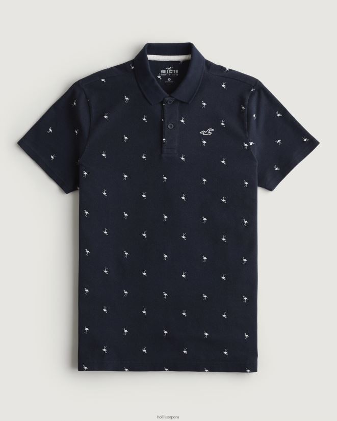 educación física Hollister logo icono patrón polo patrón azul marino 086N621013 hombres tapas