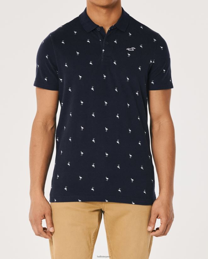 educación física Hollister logo icono patrón polo patrón azul marino 086N621013 hombres tapas