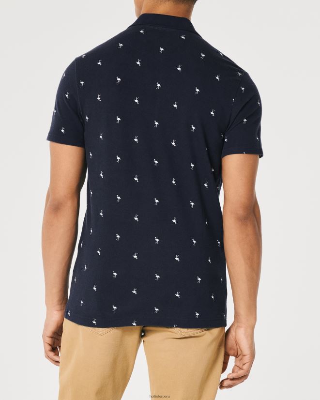 educación física Hollister logo icono patrón polo patrón azul marino 086N621013 hombres tapas