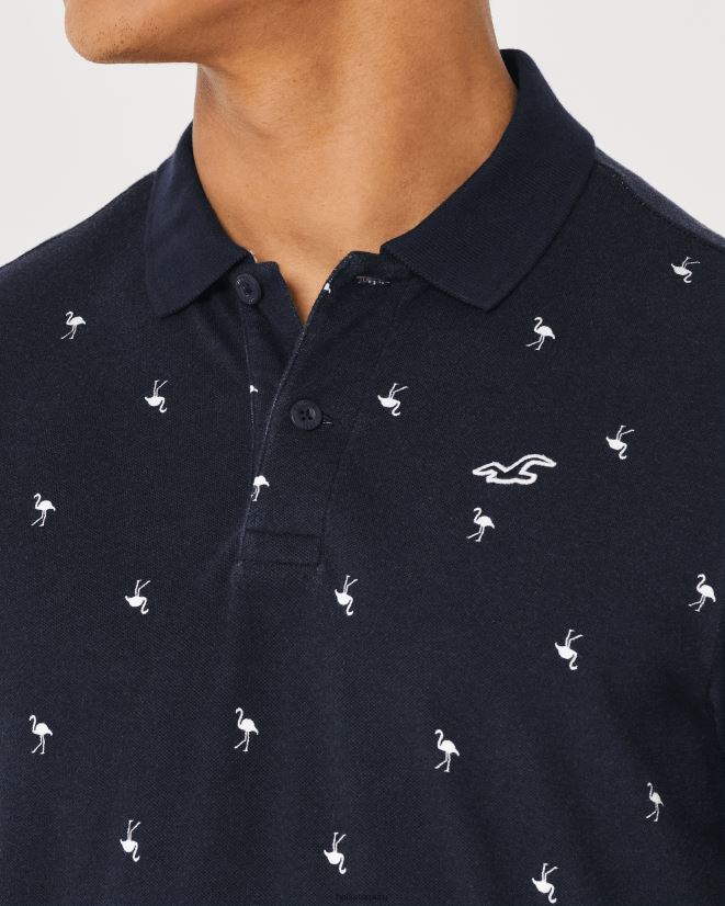 educación física Hollister logo icono patrón polo patrón azul marino 086N621013 hombres tapas