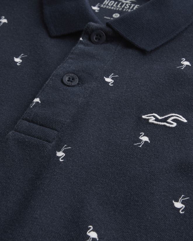 educación física Hollister logo icono patrón polo patrón azul marino 086N621013 hombres tapas