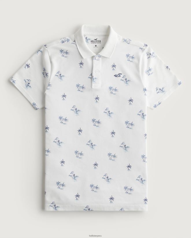 educación física Hollister logo icono patrón polo patrón blanco 086N621003 hombres tapas