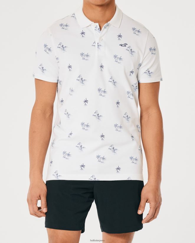 educación física Hollister logo icono patrón polo patrón blanco 086N621003 hombres tapas