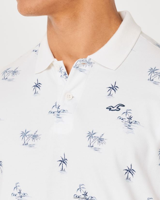 educación física Hollister logo icono patrón polo patrón blanco 086N621003 hombres tapas