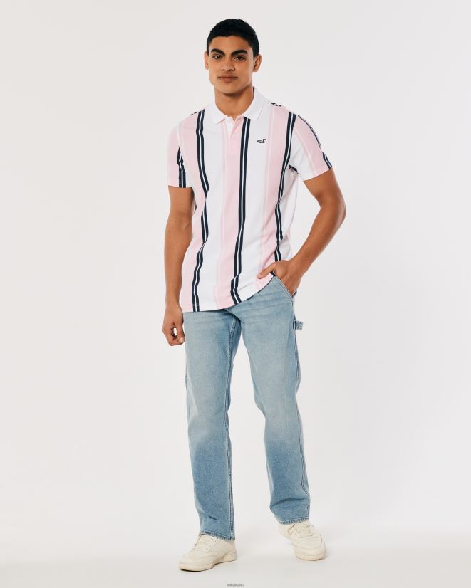 educación física Hollister polo a rayas con ícono del logo raya de coral 086N62903 hombres tapas