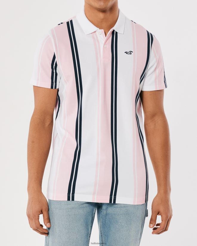 educación física Hollister polo a rayas con ícono del logo raya de coral 086N62903 hombres tapas