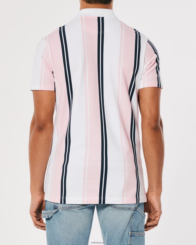 educación física Hollister polo a rayas con ícono del logo raya de coral 086N62903 hombres tapas
