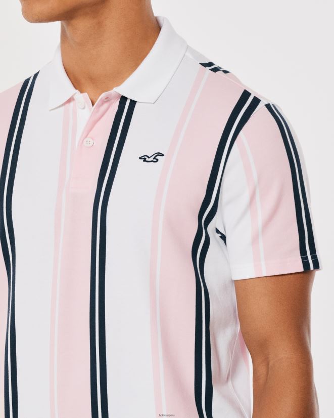 educación física Hollister polo a rayas con ícono del logo raya de coral 086N62903 hombres tapas