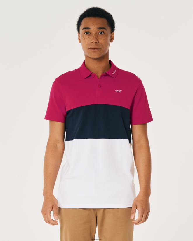 educación física Hollister polo con bloques de color rojo marino y blanco 086N621063 hombres tapas