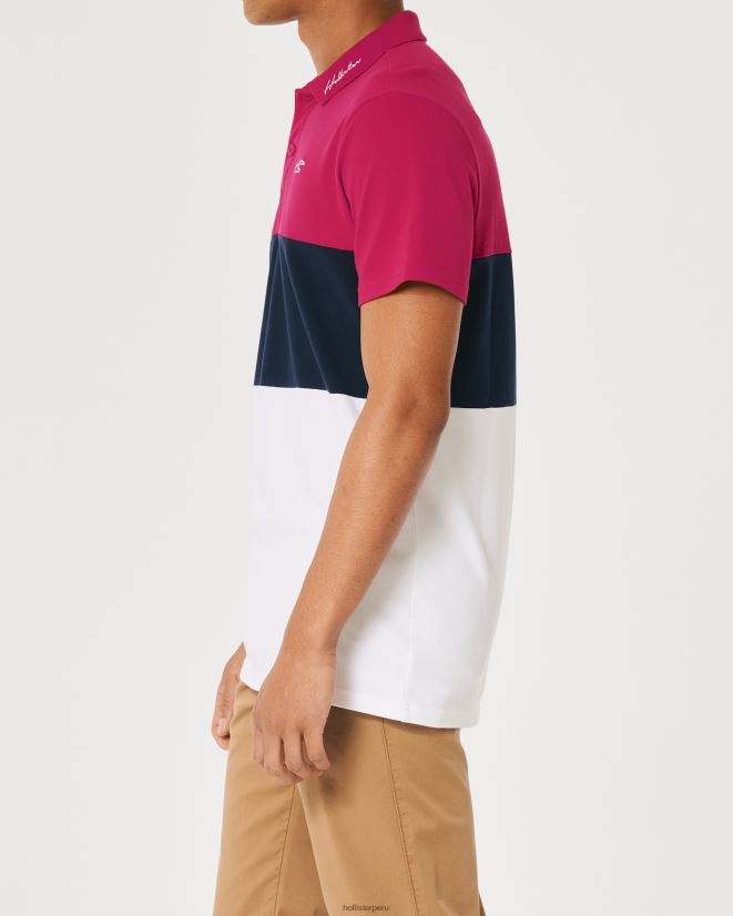 educación física Hollister polo con bloques de color rojo marino y blanco 086N621063 hombres tapas