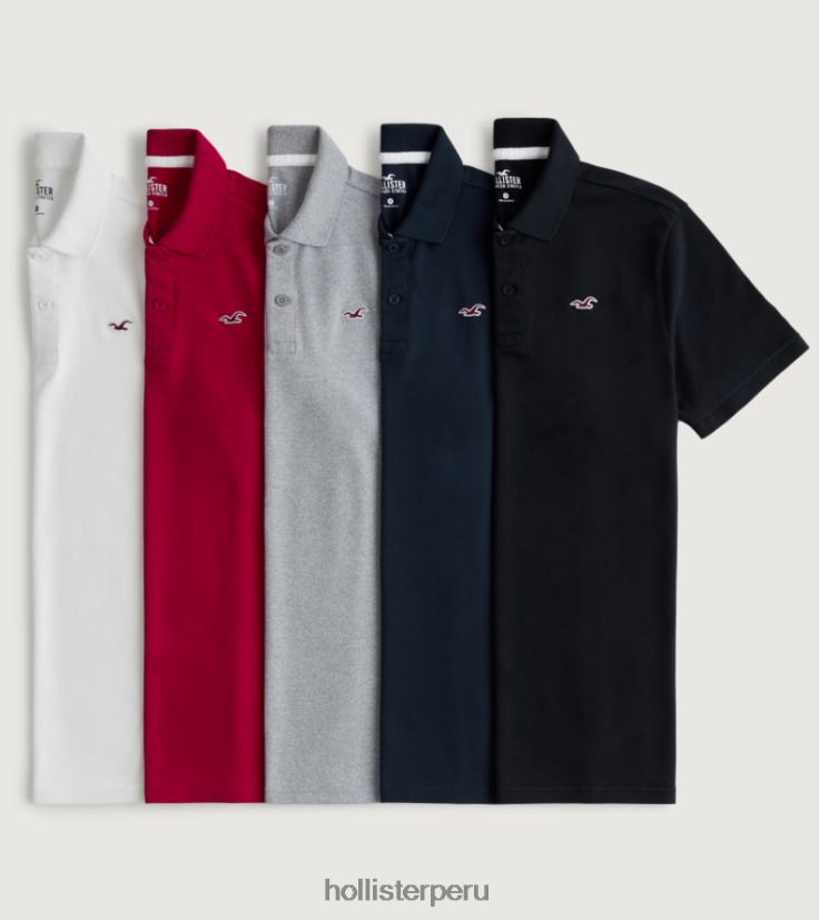 educación física Hollister polo con ícono del logo paquete de 5 multi sólido 086N621099 hombres tapas