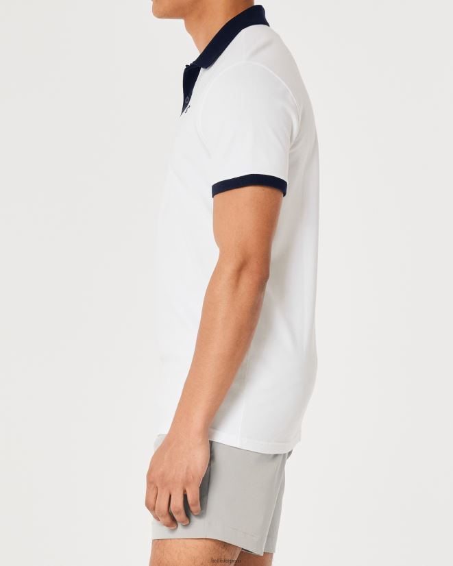 educación física Hollister polo con cuello en contraste blanco 086N62992 hombres tapas