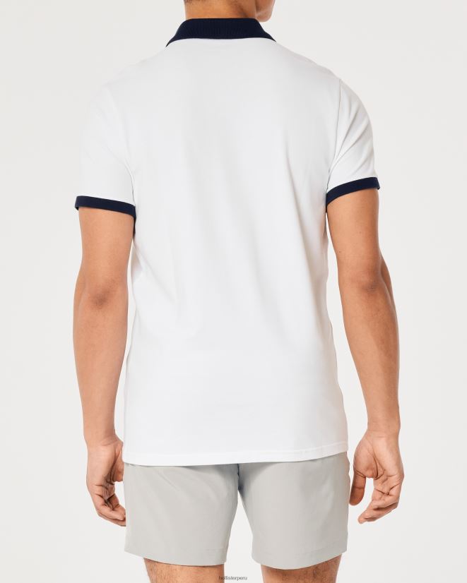 educación física Hollister polo con cuello en contraste blanco 086N62992 hombres tapas