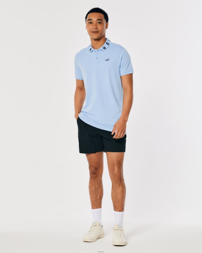 educación física Hollister polo con logo en el cuello azul claro 086N62821 hombres tapas