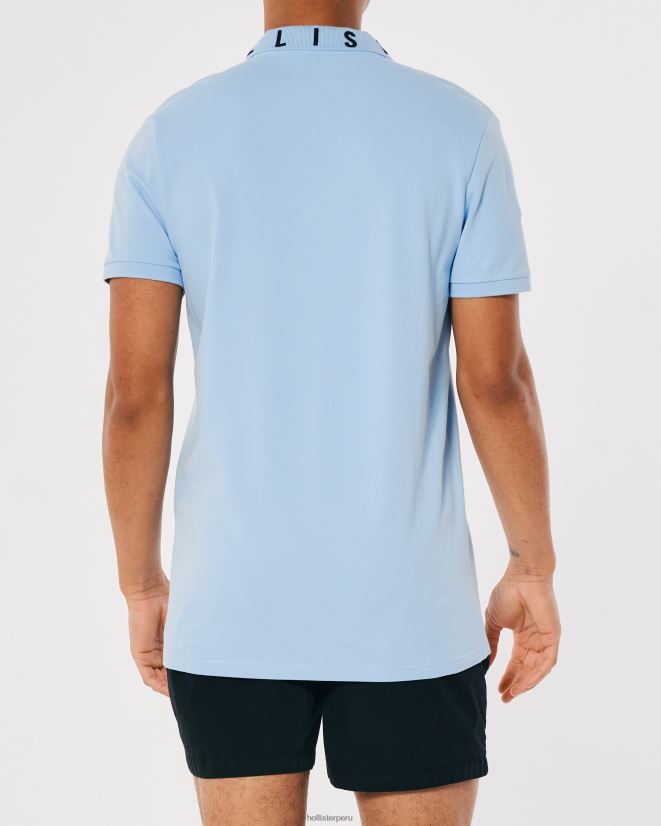 educación física Hollister polo con logo en el cuello azul claro 086N62821 hombres tapas